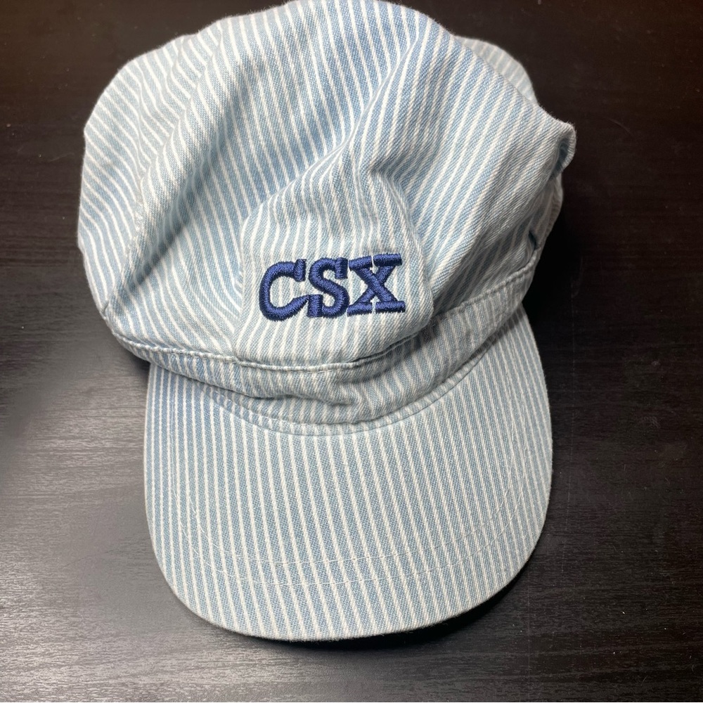 Vintage Striped Blue Conductor Cap with‎ CSX Logo